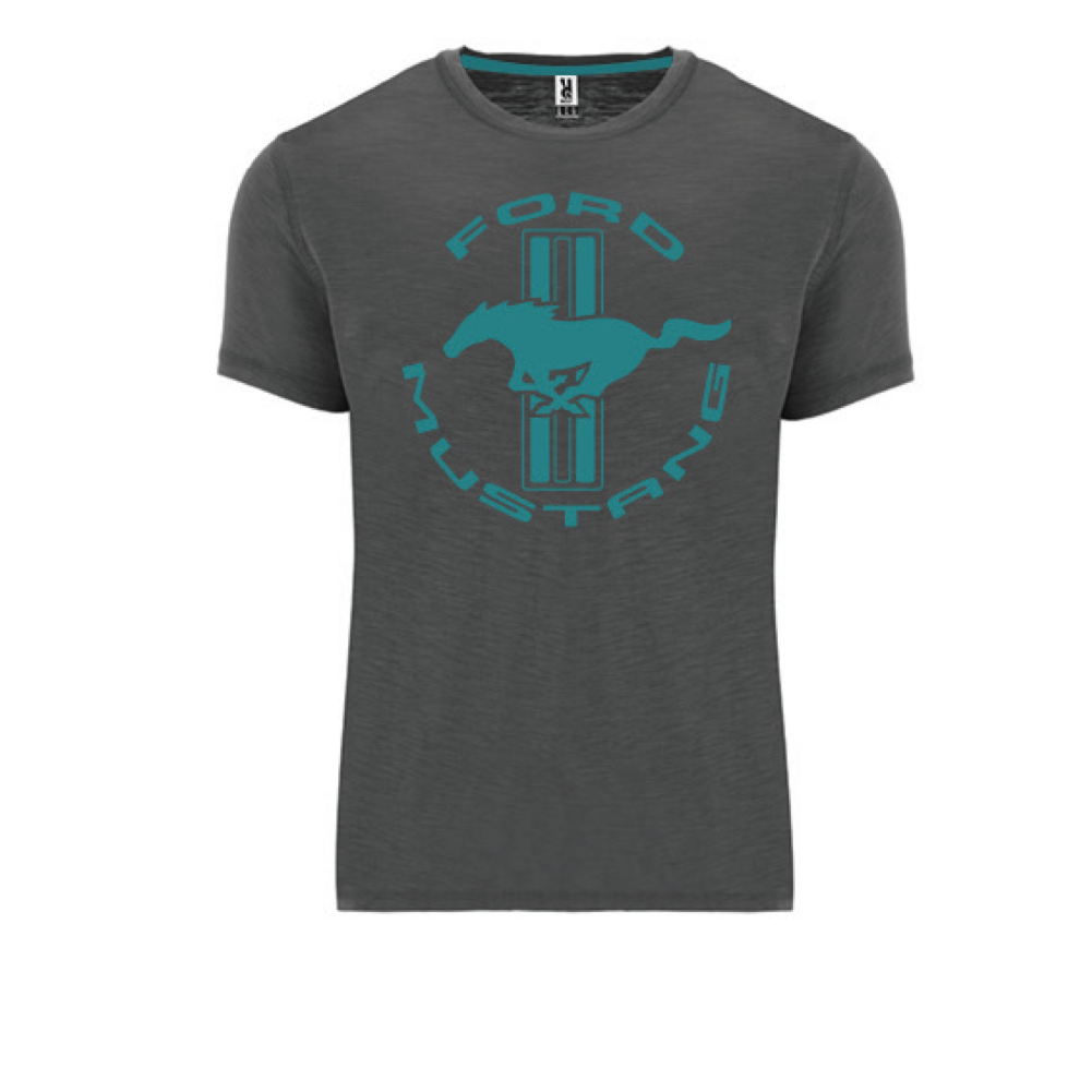 Ford Mustang T-Shirt Ford Mustang Tribar Logo Grau/Türkis