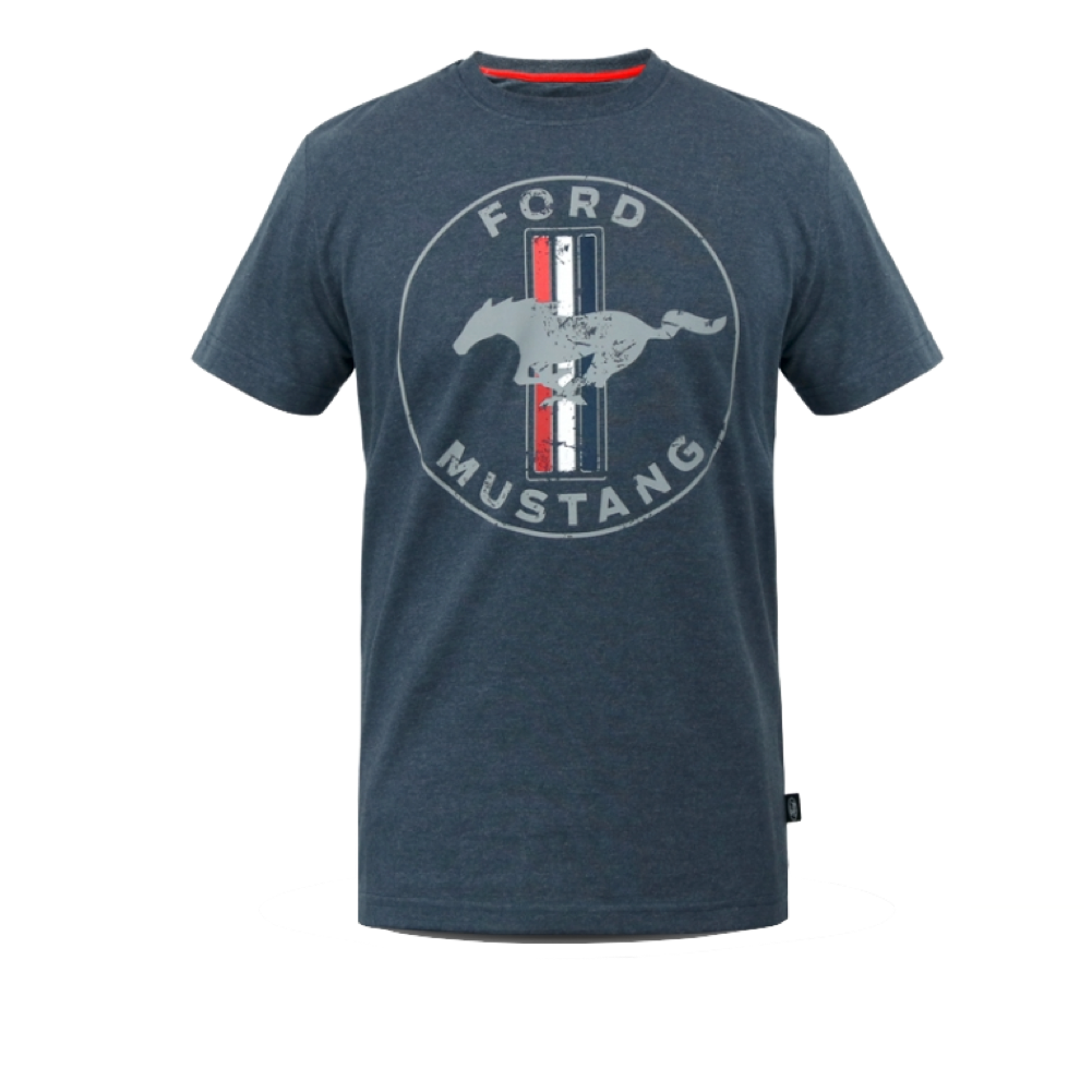 Ford Mustang T-Shirt Ford Mustang Tribar Logo Blue Melange