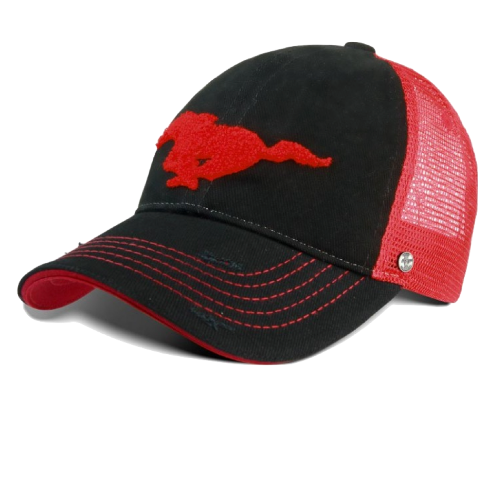 Ford Mustang Basecap Mustang Running Horse Trucker Cap Schwarz/Rot