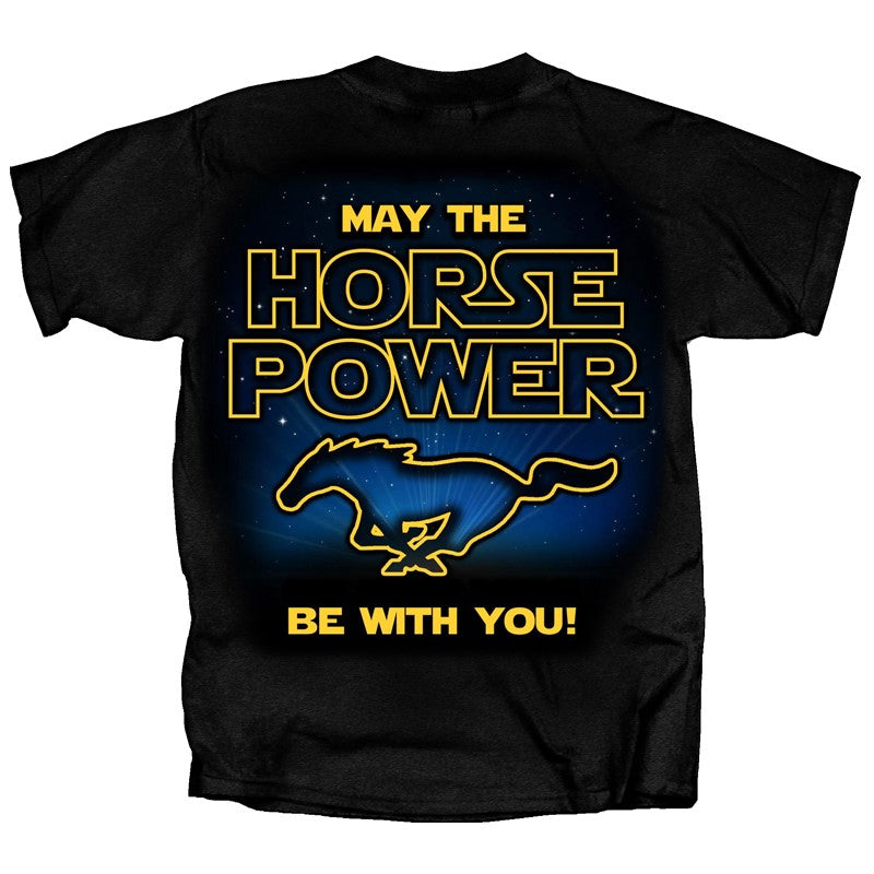 Ford Mustang T-Shirt Running Pony "Horsepower Be With You" Schwarz