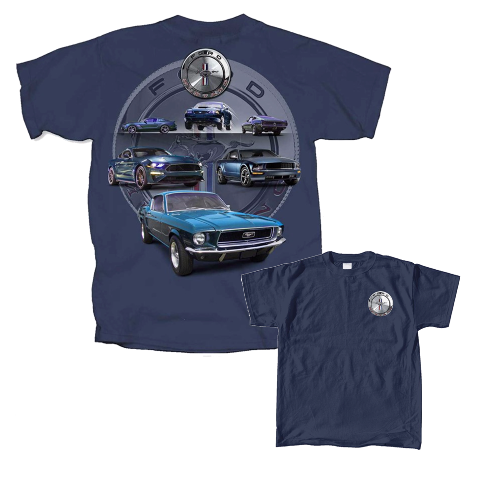 Ford Mustang T-Shirt Mustang GT Ford Mustang Collage Blau – uscar-world