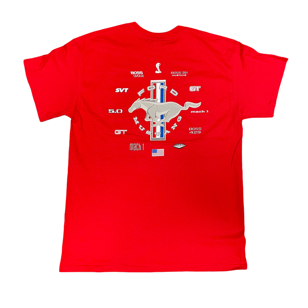 Ford Mustang T-Shirt Ford Mustang Logo Collage Rot