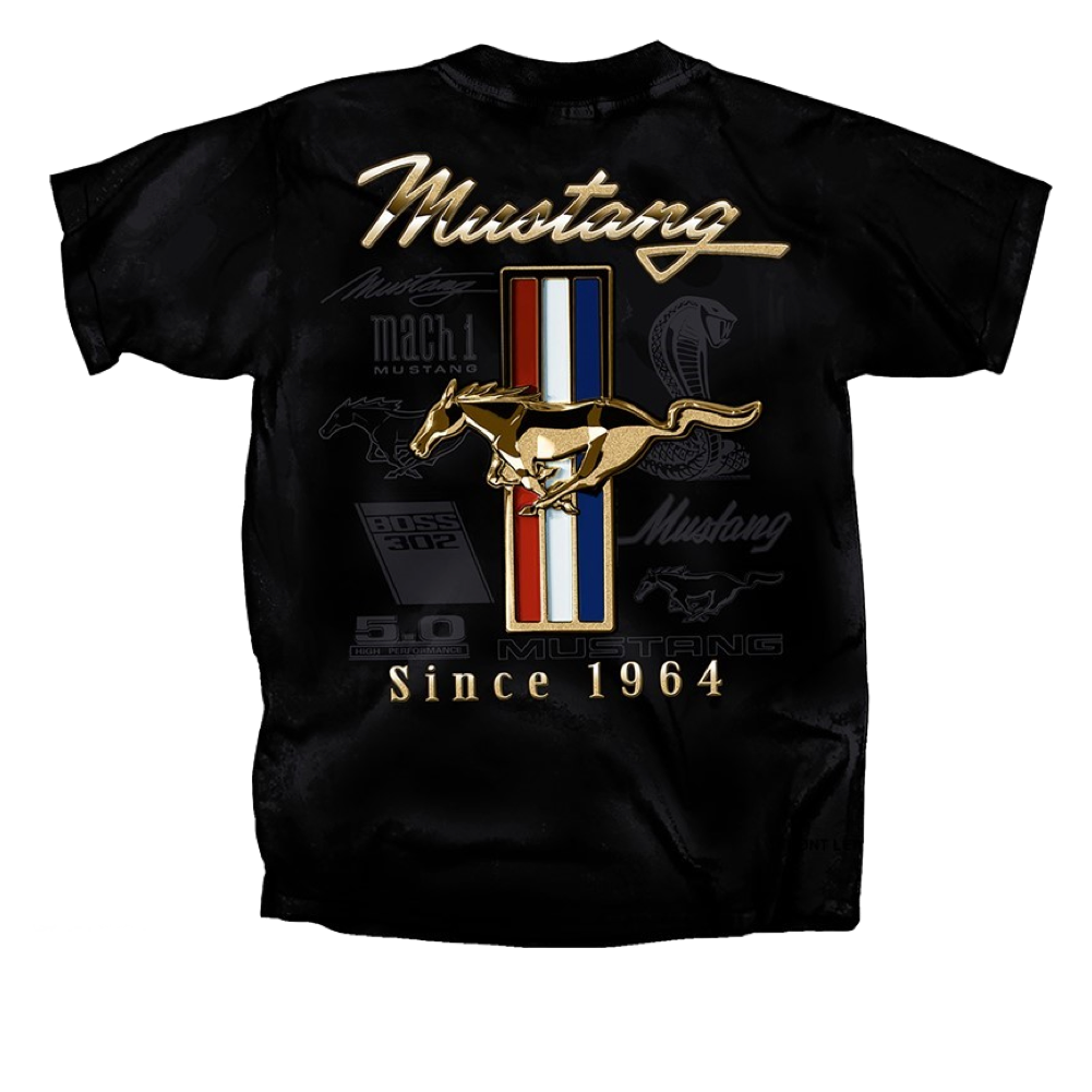 Ford Mustang T-Shirt since 1964 Ford Mustang Logo Collage Schwarz –  uscar-world