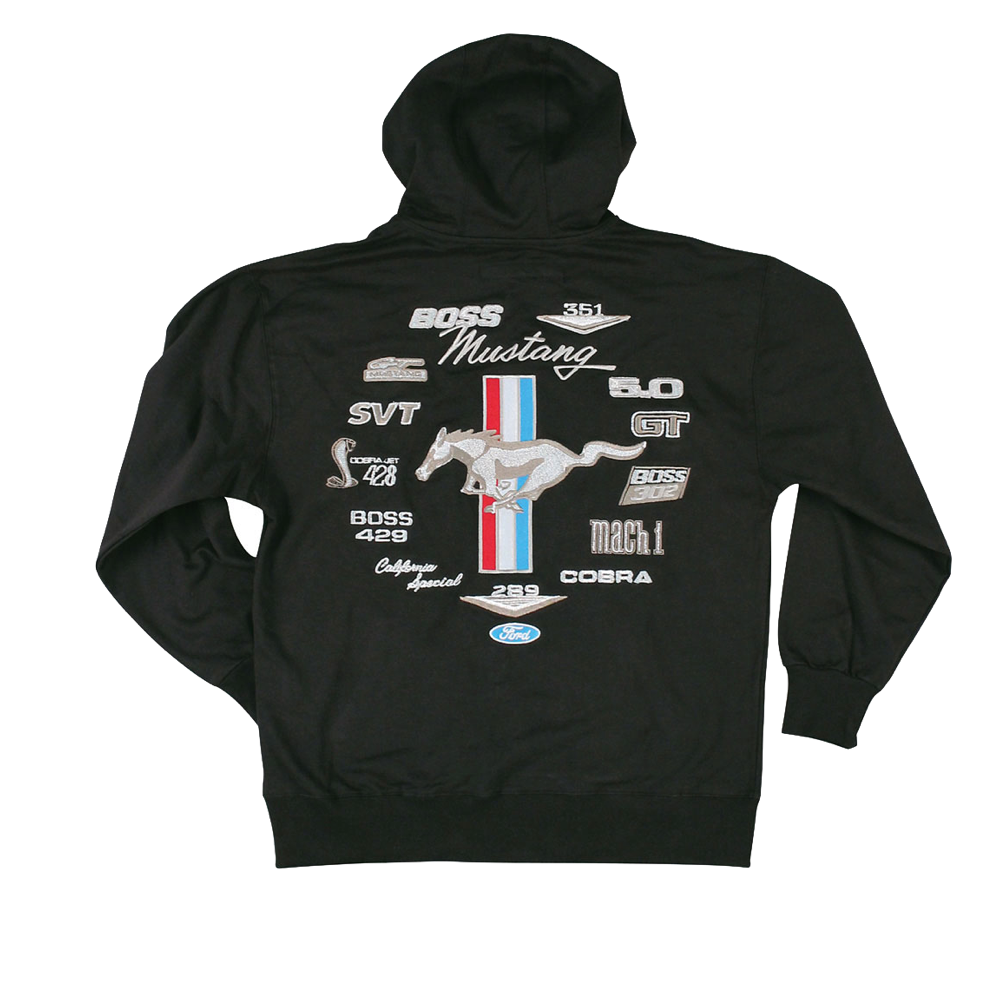 Mustang Hoodie Kapuzenjacke Mustang Logo Collage Gestickt Schwarz