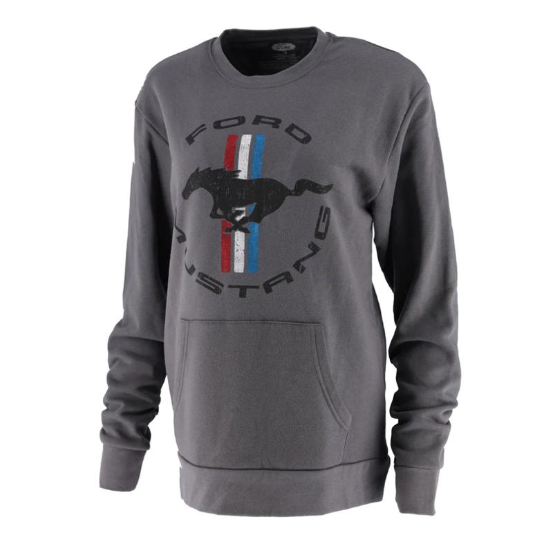 Ford Mustang Damen Sweatshirt Mustang Vintage Tribar Logo Dunkelgrau