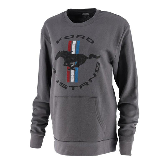 Ford Mustang Damen Sweatshirt Mustang Vintage Tribar Logo Dunkelgrau