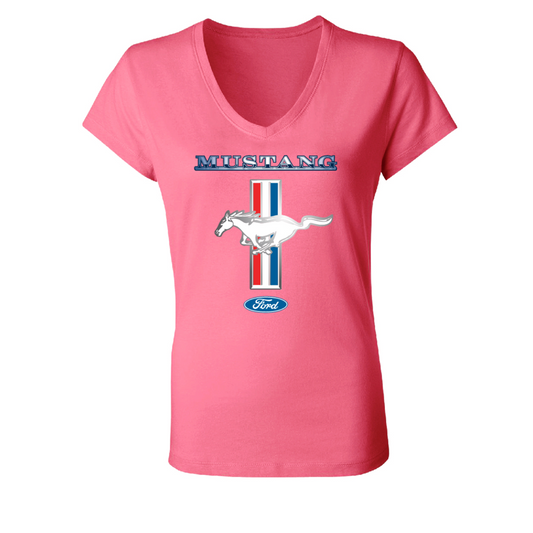 Ford Mustang Damen T-Shirt Mustang Tribar Logo Pink
