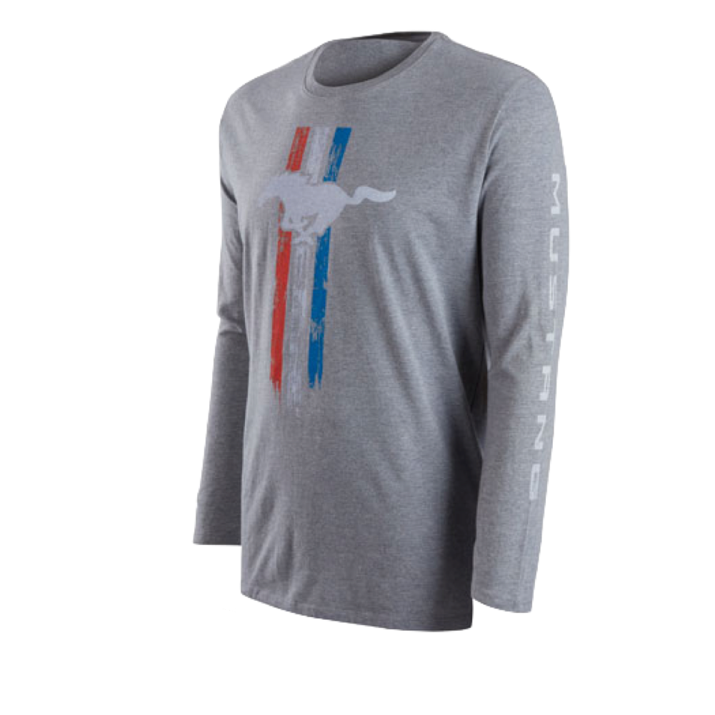 Ford Mustang Longsleeve T-Shirt Mustang Tribar Logo Grau