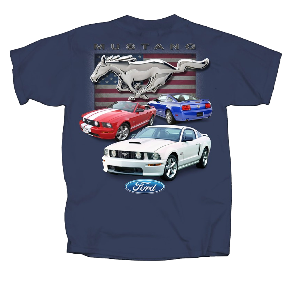 Ford Mustang T-Shirt Mustang Running Horse USA Blau