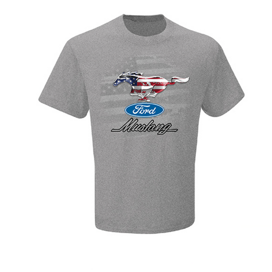 Ford Mustang T-Shirt Ford Mustang Running Pony USA Logo Hellgrau
