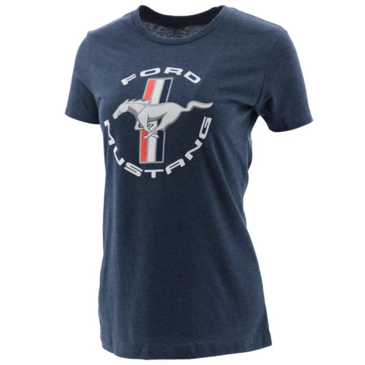 Ford Mustang Damen T-Shirt Mustang Tribar Logo Dunkelblau