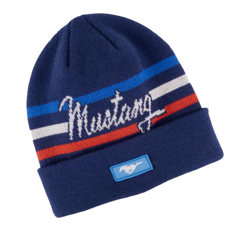 Ford Mustang Beanie Wintermütze Ford Mustang Logo Blau