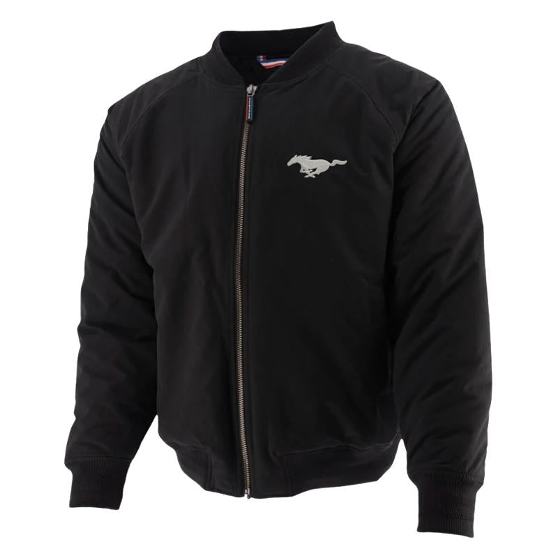 Ford Mustang Bomber Jacke Bestickt Mustang Tribar Logo Schwarz