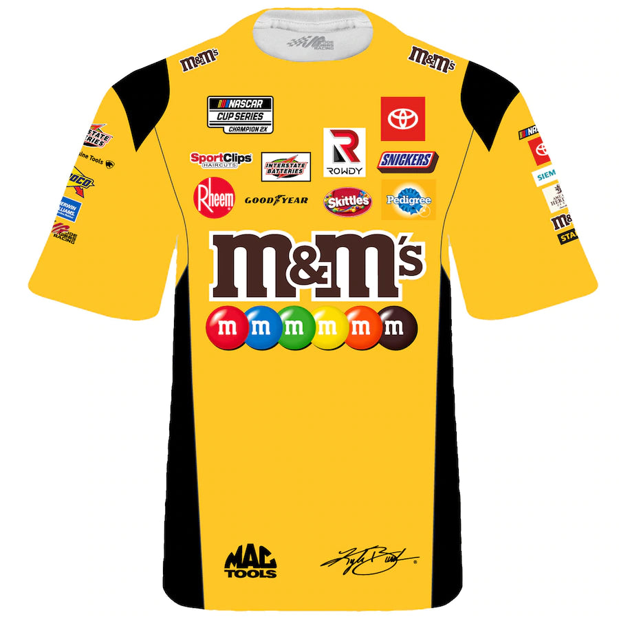 NASCAR T-Shirt Kyle Busch Sublimated Pit Crew T-Shirt m&m's Gelb