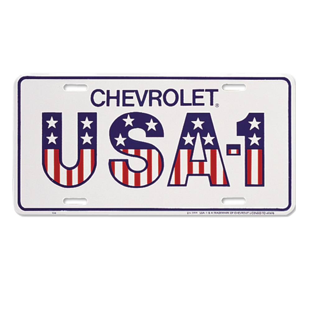Chevrolet License Plate USA Style Weiß Geprägt