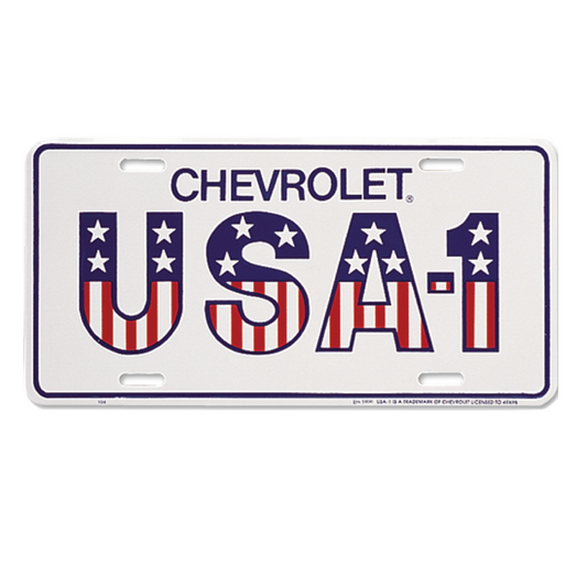 Chevrolet License Plate USA Style Weiß Geprägt