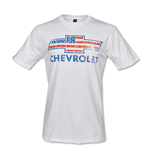 Chevrolet T-Shirt Chevy Bowtie USA Flag Style Weiß