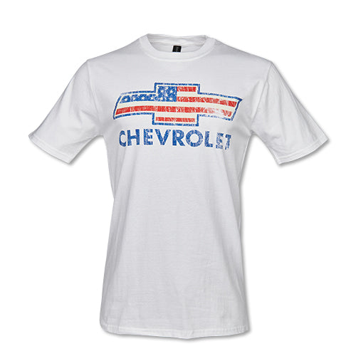 Chevrolet T-Shirt Chevy Bowtie USA Flag Style Weiß