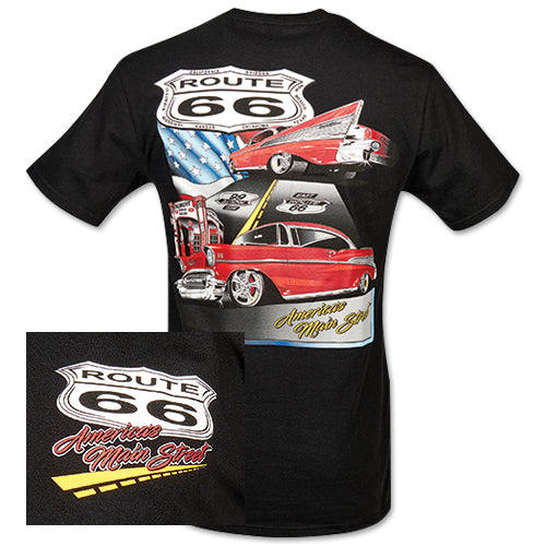 Chevrolet T-Shirt Chevy America's Main Street Route 66 Schwarz