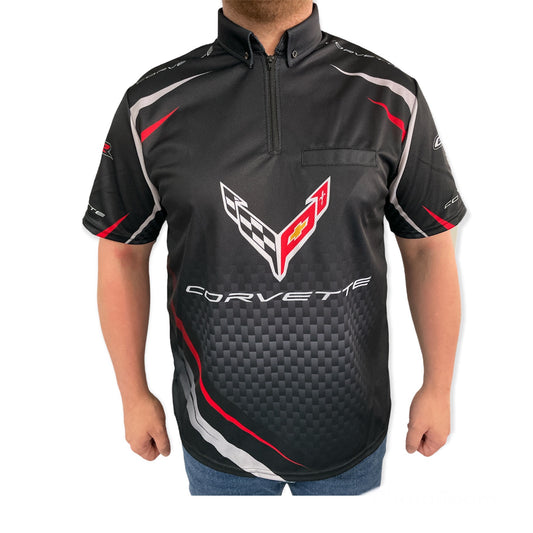 Corvette Performance Hemd Corvette Logo C8 Racing Crewshirt Schwarz