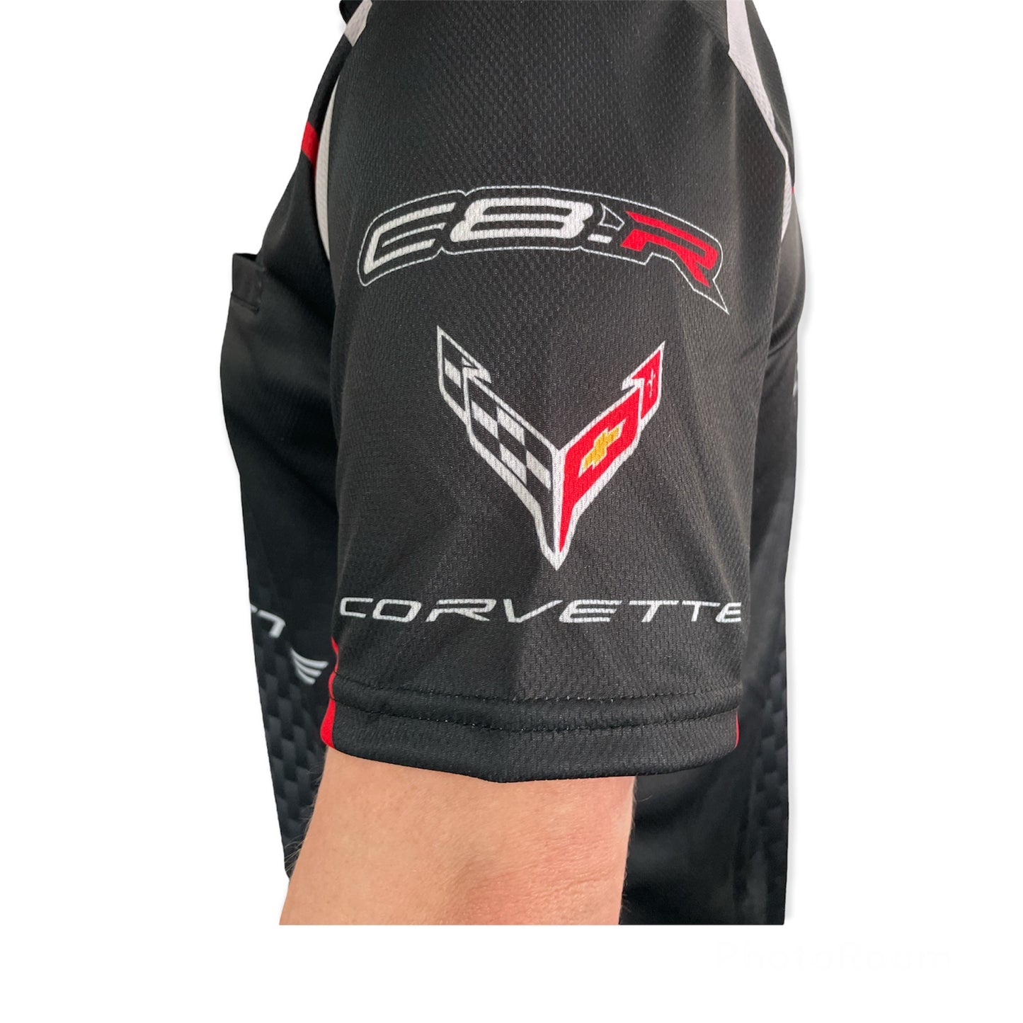 Corvette Performance Hemd Corvette Logo C8 Racing Crewshirt Schwarz