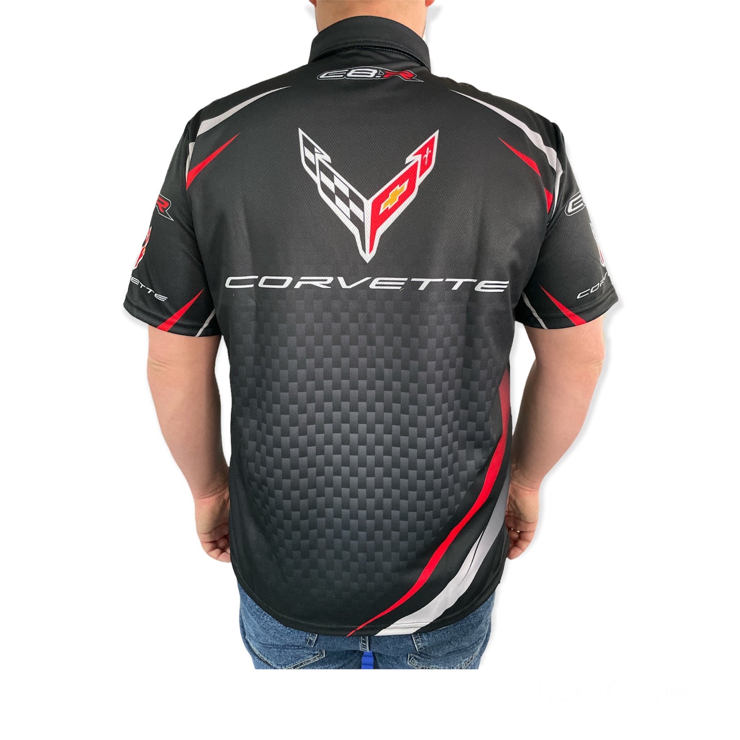 Corvette Performance Hemd Corvette Logo C8 Racing Crewshirt Schwarz