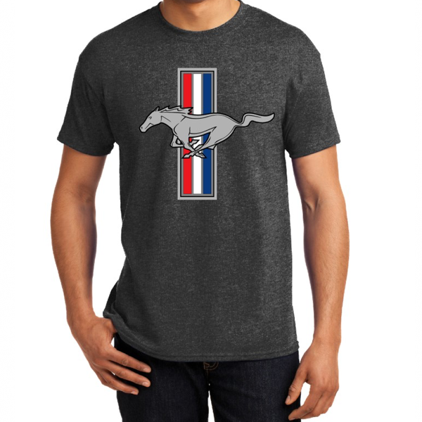 Ford Mustang T-Shirt Ford Mustang Tribar Horse & Bars Logo Dunkelgrau