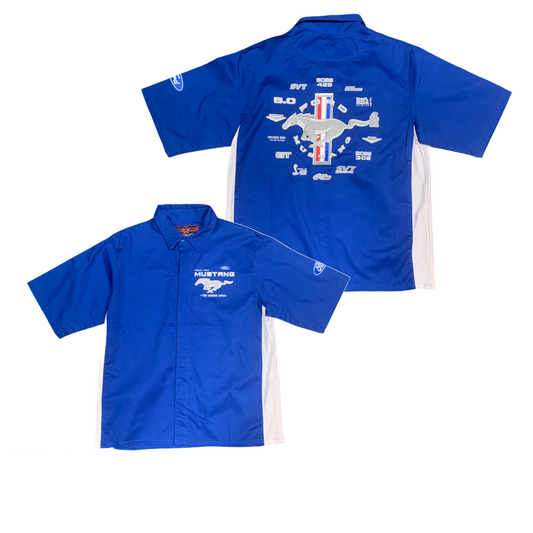 Ford Mustang Freizeithemd mit Mustang Logo Collage Blau