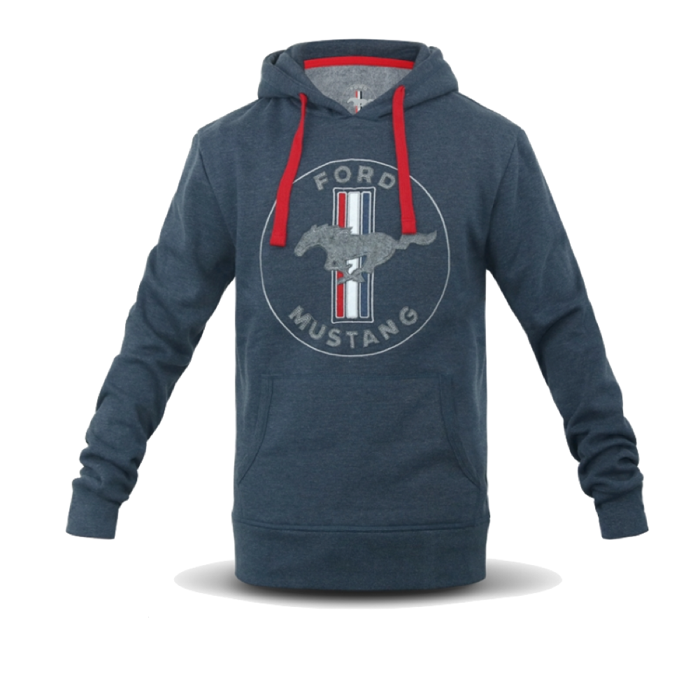 Ford Mustang Hoodie Kapuzenpullover Mustang Tribar Logo Blue Melange