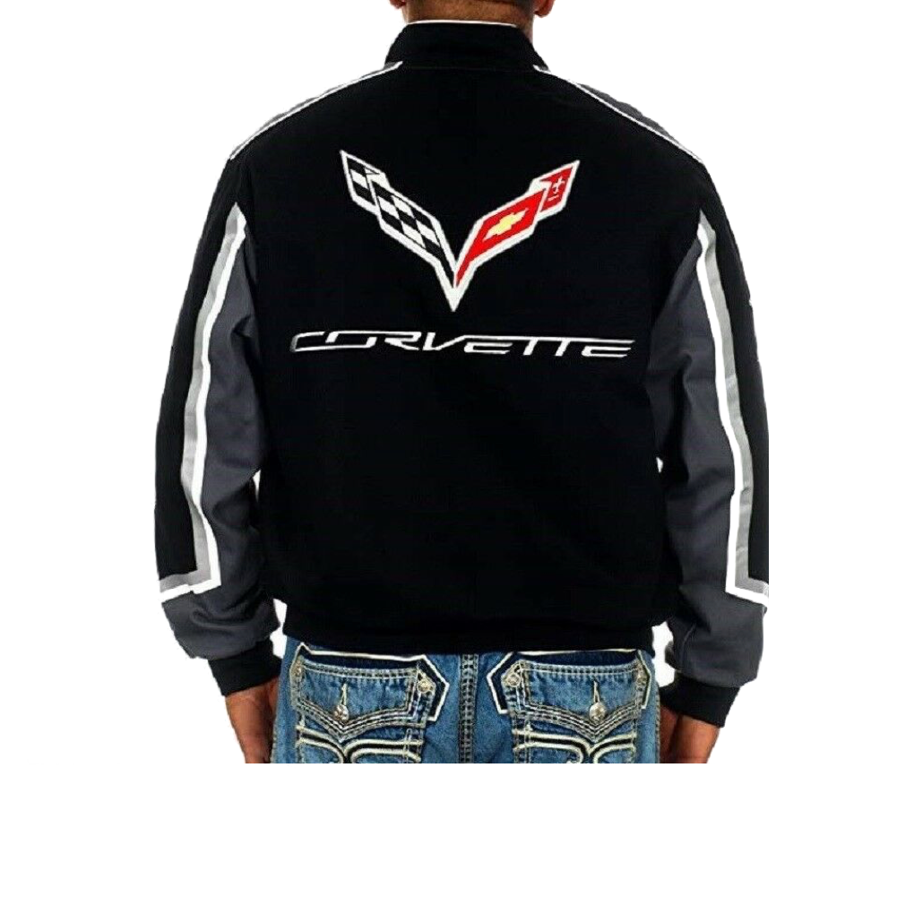 Corvette Jacke mit Corvette Logo Collage "Thru The Years" Schwarz
