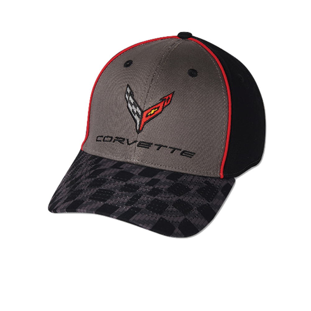 Corvette Basecap Corvette Logo Flag Carbon Flash Checkered Bill Cap