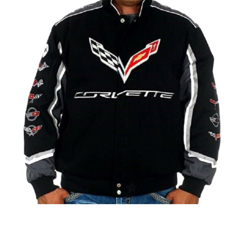 Corvette Jacke mit Corvette Logo Collage "Thru The Years" Schwarz