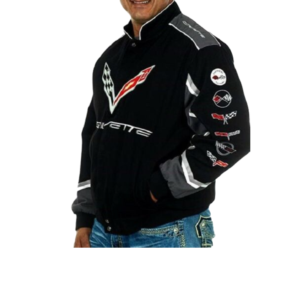 Corvette Jacke mit Corvette Logo Collage "Thru The Years" Schwarz