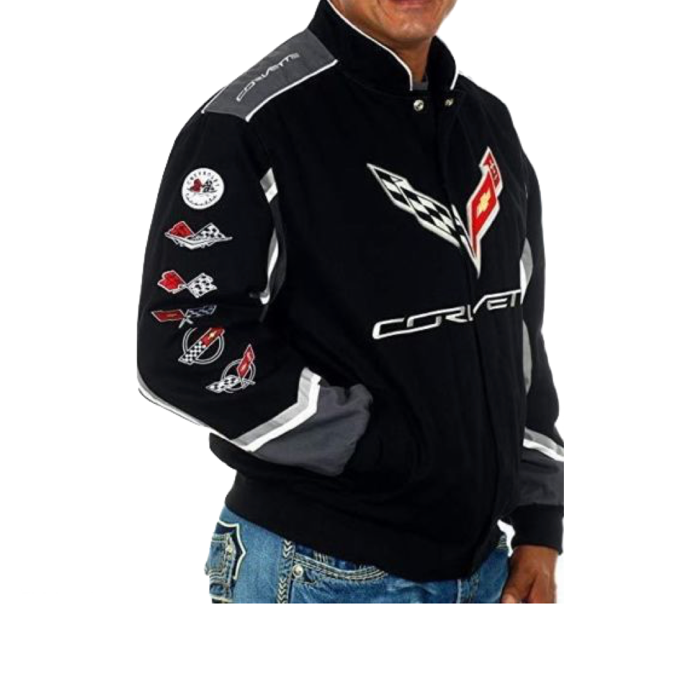 Corvette Jacke mit Corvette Logo Collage "Thru The Years" Schwarz