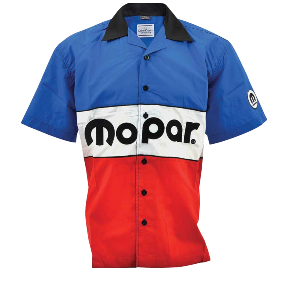 Mopar Pit Crew Shirt Mopar Classic Logo Bestickt Rot/Blau/Weiß