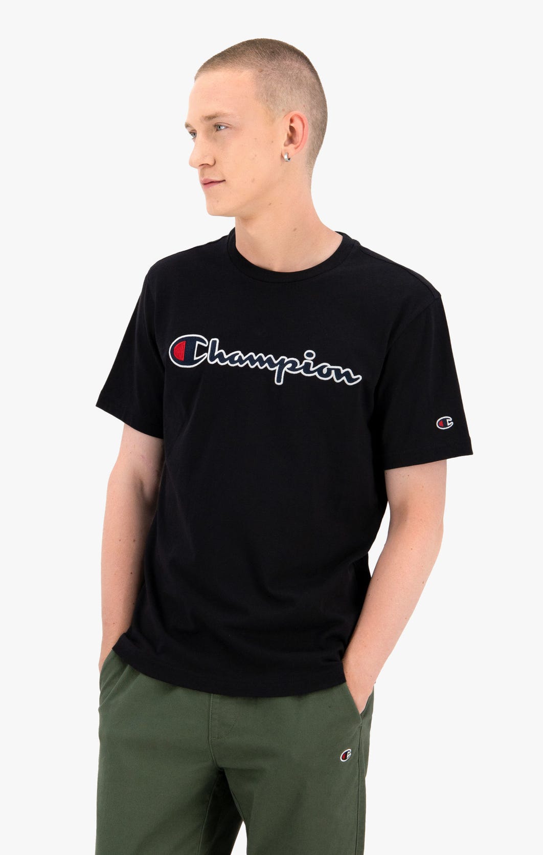 Schriftzug Schwarz mit – Champion Logo T-Shirt 216473 uscar-world