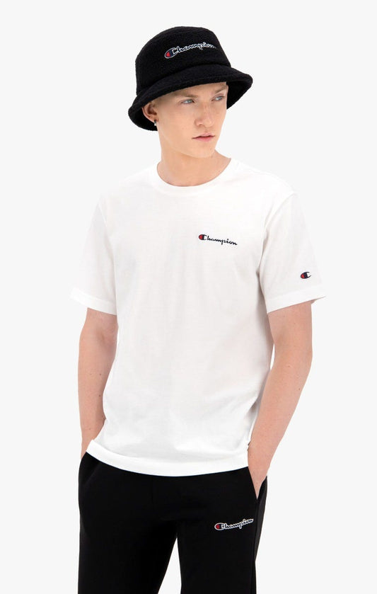 Champion T-Shirt mit kleinem Logo Schriftzug Weiß 216480