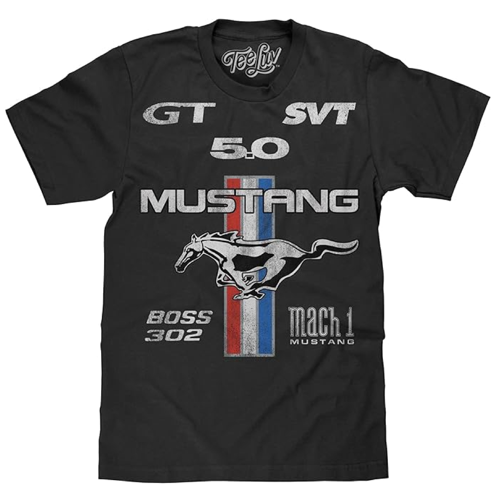Ford Mustang American Muscle Car avec Logo Rouge T-Shirt Ford Mustang American Muscle Car avec Logo Rouge T-Shirt