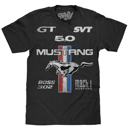 Ford Mustang T-Shirt Ford Mustang Logo Collage Schwarz