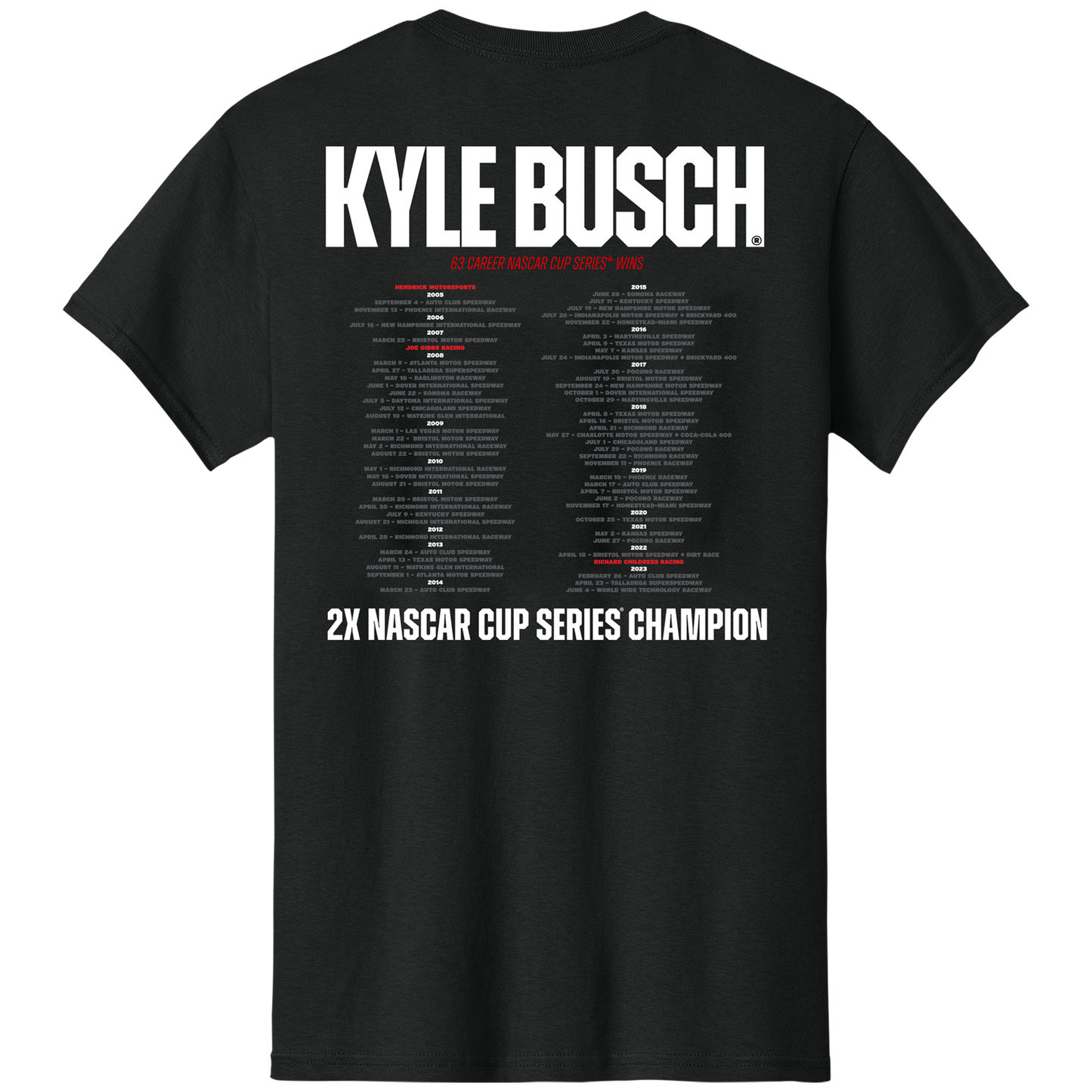 Kyle Busch KB8 Tribute T-Shirt Limitierte Edition Schwarz VORORDER