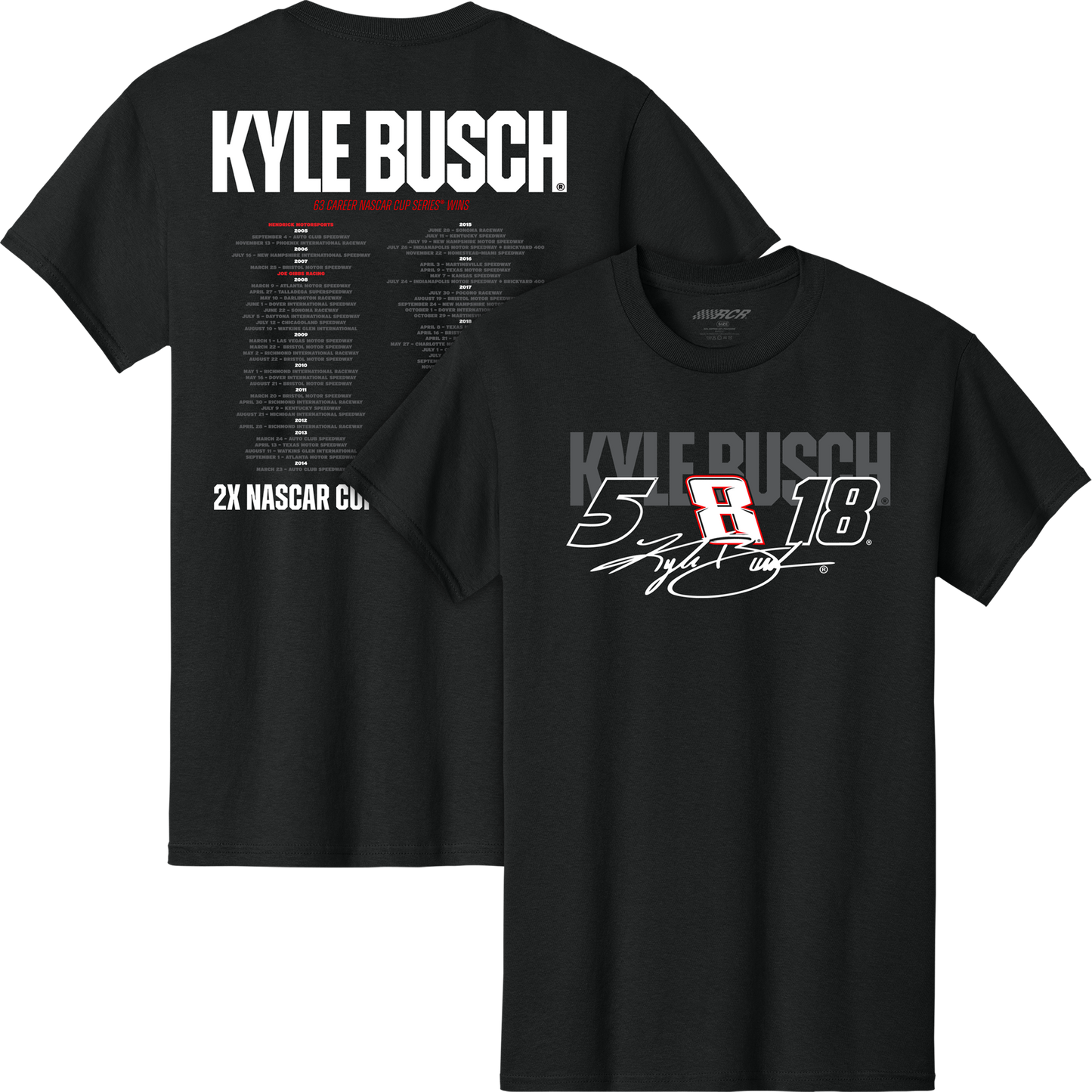 Kyle Busch KB8 Tribute T-Shirt Limitierte Edition Schwarz VORORDER