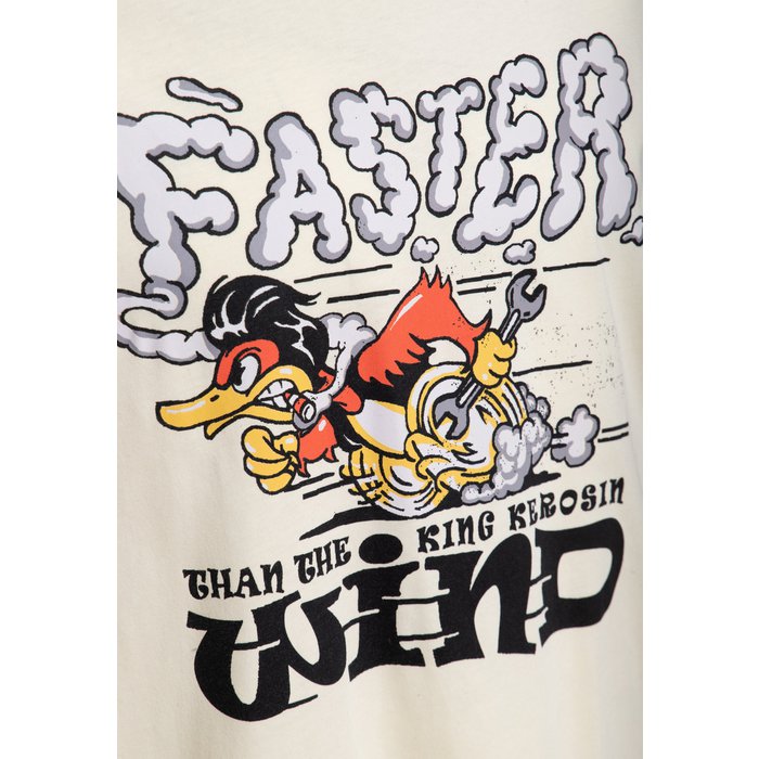 King Kerosin Herren T-Shirt «Faster Then The Wind» Off White