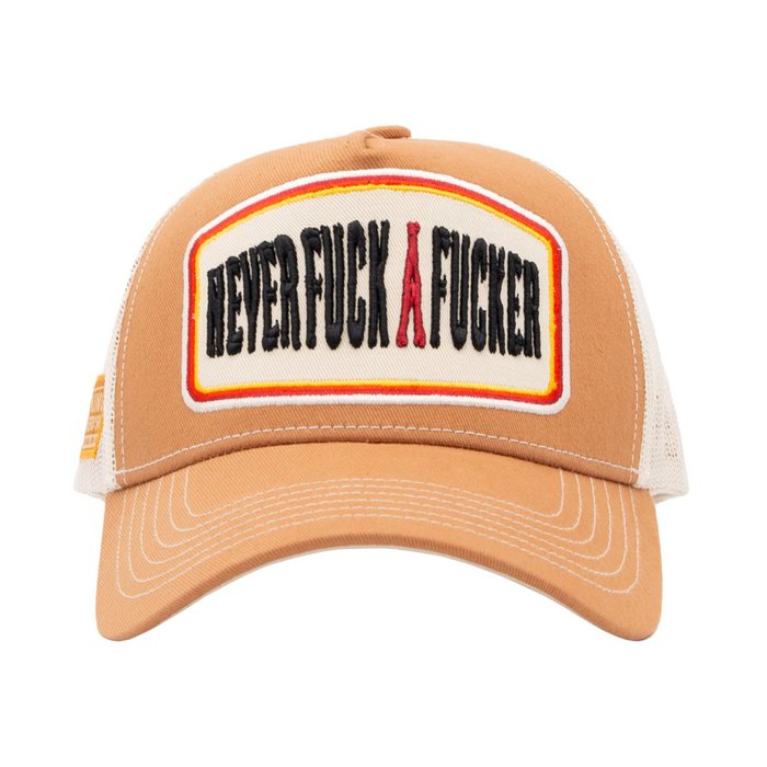 King Kerosin Trucker Cap «Never Fuck A Fucker» Hellbraun