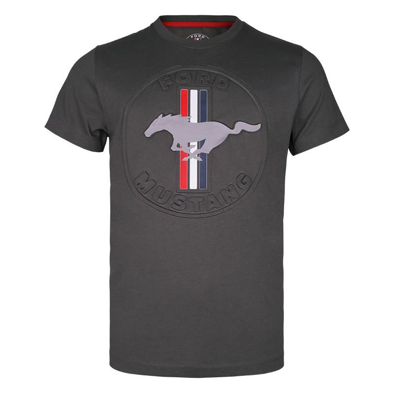 Ford Mustang Vintage T-Shirt Tribar Logo Anthrazit Melange