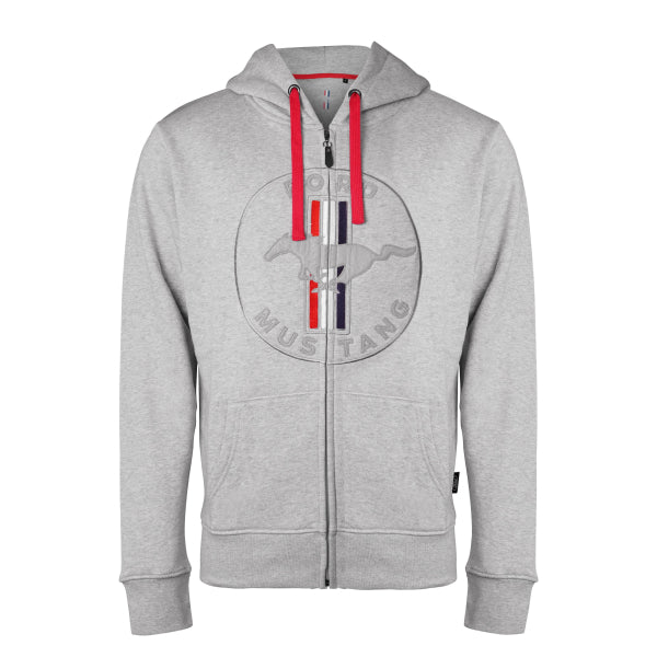Ford Mustang Kapuzenjacke Ford Mustang Vintage Sweatjacke Hellgrau