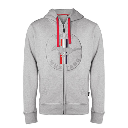 Ford Mustang Kapuzenjacke Ford Mustang Vintage Sweatjacke Hellgrau