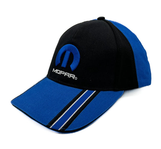 Mopar Stripe Hat Cap – Vintage Blue Patch "M" Script Logo