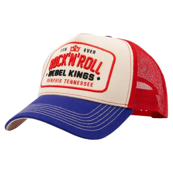King Kerosin Trucker Cap «Rock 'n' Roll» Rot/Navy/Weiß