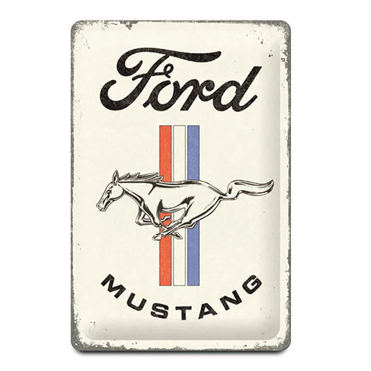 Ford Mustang Blechschild Mustang Horse & Stripes Logo 20x30cm