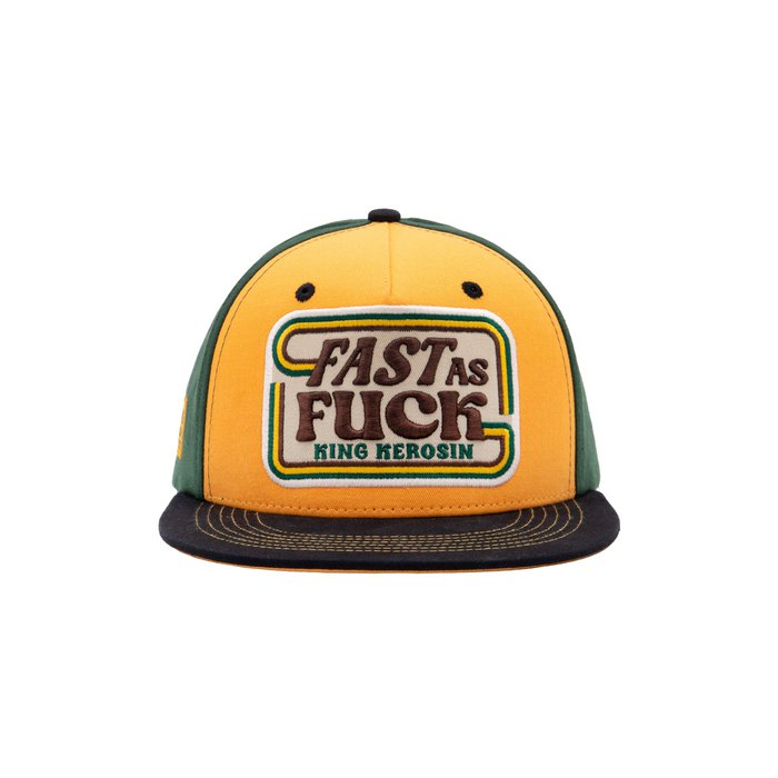 King Kerosin Flat Cap «Fast as Fuck» Schwarz/Gelb